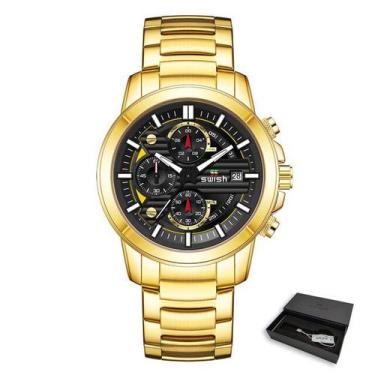 Imagem de Relógio SWISH  Masculino  Militar à Prova D água Ouro Aço  - ElaShopp