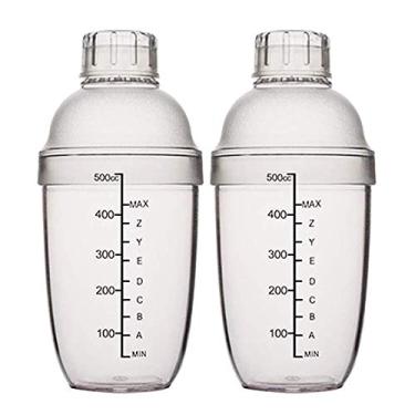 Imagem de 2 peças de coqueteleira de plástico, batedeira de bebida Boba Tea Shaker, conjunto de ferramentas profissionais de bar (500 ml)