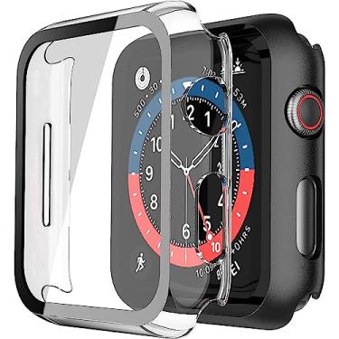 Imagem de Misxi Pacote com 2 capas para PC com protetor de tela de vidro temperado compatível com Apple Watch SE 3 (2025) SE 2 SE Series 6 Series 5 Series 4 40 mm, capa protetora à prova de choque para iWatch