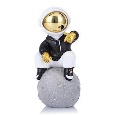 Imagem de Estatueta de astronauta escultura de astronauta em ouro preto estátua de astronauta presente infantil decoração de quarto para homens, casa e artesanato, acessórios de mesa, decoração de mesa, sala de