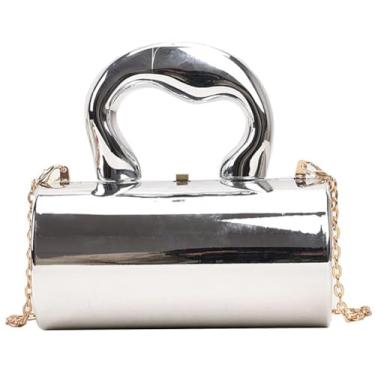 Imagem de Bolsa clutch de acrílico para noite feminina bolsa de mão para noite festa de casamento coquetel 2024, Prata, Medium