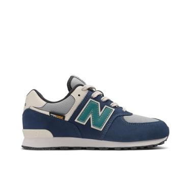 Imagem de New Balance Tênis infantil unissex 574 V1 Season com cadarço, Azul-marinho/cinza ardósia, 5 Big Kid