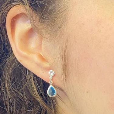 Imagem de Brinco Zirconia Cristal Redondo Pingente Gota Prata 925 - Lojas La+Ny,