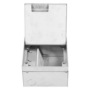 Imagem de Tomada de Piso 2 Tomadas CA 2 Portas Tipo C PC de Aço Inoxidável à Prova D'água Caixa de Saída de Piso Embutida para Escritório Doméstico