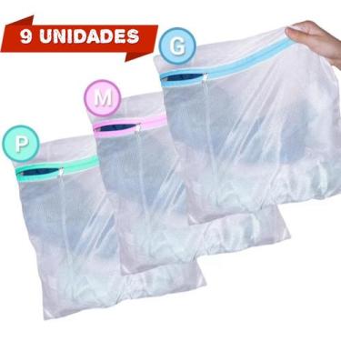 Imagem de Kit 9 Sacos  Para Lavar Roupas Protetores Delicadas Organizador de Via