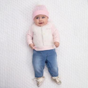 Imagem de Macacão Longo Luxo Bebê Menina Paraiso Plush Jeans Ref 11592 - Paraíso