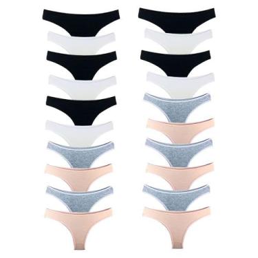 Imagem de Kit 20 Calcinhas Fio Dental Algodão Cotton Básica Lisa Lingerie - Try 