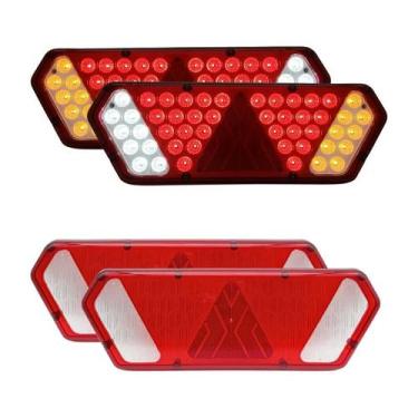Imagem de Par Lanterna Traseira Guerra Motion White Rubi LED 12/24v + Par de Len