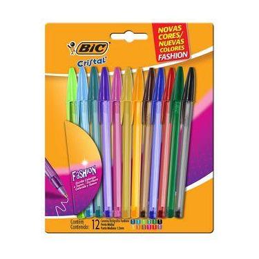 Imagem de Kit com 10 Canetas Esferográfica  Coloridas Bic Cristal Fashion Ponta 