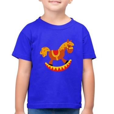 Imagem de Camiseta Algodão Infantil Cavalo Balanço - Foca na Moda, Azul royal, 1