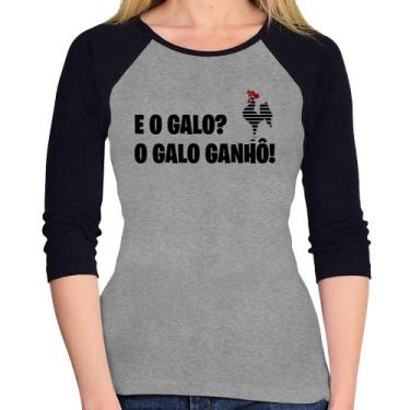 Imagem de Baby Look Raglan E o galo O galo ganhô! Manga 3/4 - Foca na Moda, Cinz
