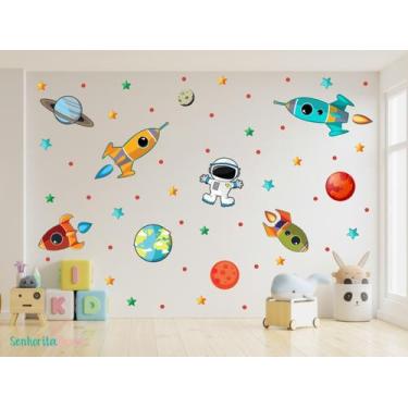 Imagem de Adesivo De Parede Infantil Planetas Astronauta Foguetes - senhorita de
