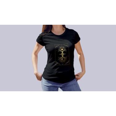 Imagem de Camiseta Mística Dourada Árvore Fases da Lua Preta - PRESENTE-BRINDE, 