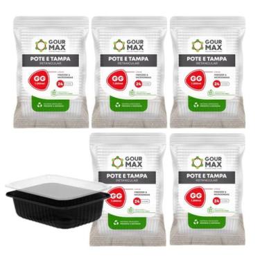 Imagem de Kit Pote Preto 120un 1000ml 1l Descartável Marmita Freezer Microondas 