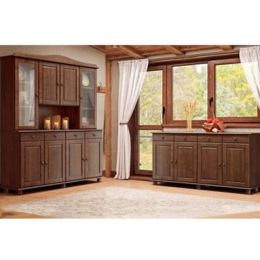 Imagem de Conjunto Cozinha Rubi Café Cristaleira 8 Portas e Vidro, Balcão 4 Port