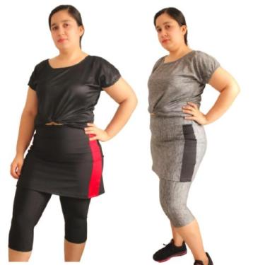Imagem de  Kit 2 Shorts Saia Fitness Plus size  do G1 ao G4 em suplex moda evang