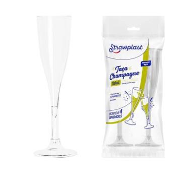 Imagem de TC-120 Taça 120ml. Acrílico Cristal P/ Champagne Vinho C/ 4 Un. (Straw