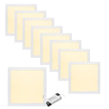 Imagem de Kit 10 Plafon Painel Led 25w 24w Embutir Quadrado 3000k - Al Mare