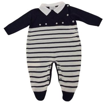 Imagem de Macacão Tricot Masc Noruega Marinhos com listras Brancas