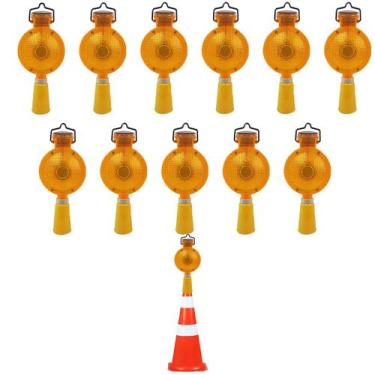 Imagem de Sinalizador Viario Solar Cone Kit 11 Uni Sinalizaçao Estrada Rua Aveni
