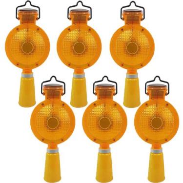 Imagem de Sinalizador Viario Solar Cone Sinalizaçao Kit 6 Uni Segurança Estrada 