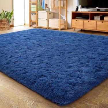 Imagem de Tapete Fofo Interior Pelúcia Macio Tapete para Sala de Estar Antiderrapante Durável Tapete para Meninas Quarto Quarto Infantil Carpetes, Azul, 90x150cm