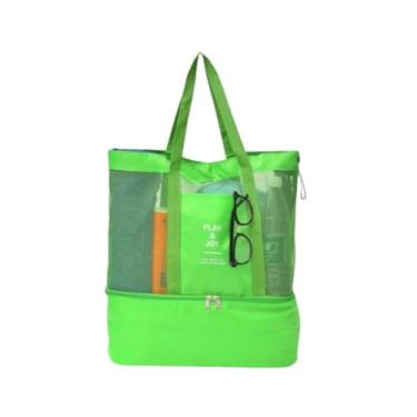 Imagem de Bolsa Térmica em Rede para Praia, Piscina e Parque – Conserva Alimentos e Bebidas Quentes ou Frias, Leve, Durável, Fácil de Transportar, Ideal para Passeios e Viagens, Design Moderno (Verde)