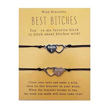 Imagem de Binami Pulseira combinando para melhor amiga, pulseiras de amizade, irmã, presente para amigas e mulheres, Corda de cera, Liga metálica.