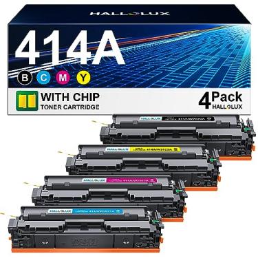 Imagem de HALLOLUX Cartuchos de Toner 414A 4 Pacotes com Substituição de Chip para Hp 414A W2020A 414X Compatível com Hp Color Laserjet Pro Mfp M479Fdw M454Dw M454Dn M479Fdn Enterprise M480F M455Dn (4 Pacotes)