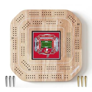 Imagem de YouTheFan Jogo de tabuleiro NFL Tampa Bay Buccaneers licenciado para fãs de Cribbage Wood