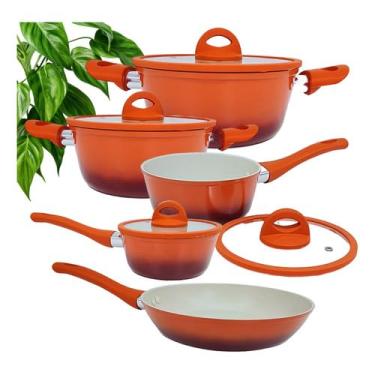 Imagem de Jogo de Panelas de Indução Antiaderente Cerâmica Miami Verde 5 Peças