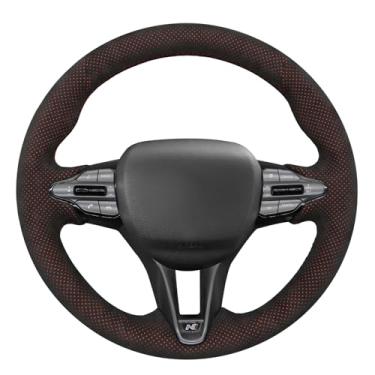 Imagem de MEWANT Capa de volante costurada à mão para Hyundai Elantra (N Line) 2021-2024 / Elantra N 2022-2023 / Kona N 2022-2023 / Veloster N 2019-2022 Acessórios para volante