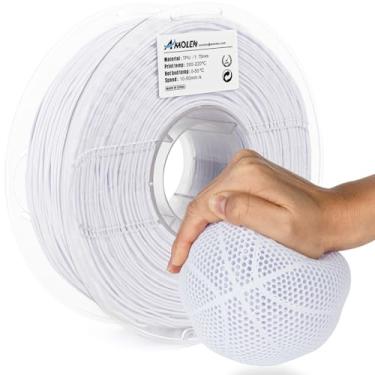 Imagem de AMOLEN Filamento de Impressora 3D Tpu 1,75 Mm, Filamento de Impressão 3D Macio e Flexível Suporta Alta Velocidade, Carretel de 1 Kg (2,2 Lbs), Papel Branco