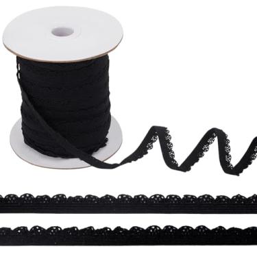 Imagem de ORIGACH Lingerie elástica de 50 m com borda elástica preta, acabamento de bordas, fita elástica de renda floral para artesanato, casamento, enfeites de vestuário, embrulho de presente