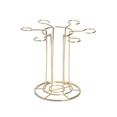 Imagem de Lmbabter Suporte de armazenamento de taças de vinho para bancada, suporte independente para exibição de cálice para bar, mesa, cozinha, sem montagem (ouro)