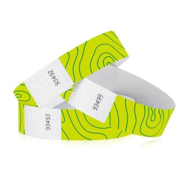 Imagem de Pulseiras Tyvek topográficas verdes 500 Wristco para eventos – cortes de segurança e design à prova de adulteração para evitar reutilização – Pulseiras de grau premium para identificação hospitalar e