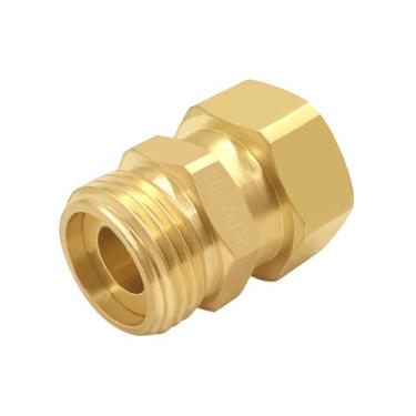 Imagem de Uenede Conector giratório de mangueira de jardim de 3/10.2 cm GHT de latão, encaixe anti-torção giratório de 360 graus, adaptador de mangueira macho para fêmea