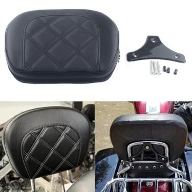 Imagem de FINMOKAL Almofada de encosto Sissy Bar para motocicleta com suporte preto para Harley Breakout CVO Electra Street Road Glide Road King Ultra Classic Solftail Heritage 1996-2023 - Linha preta