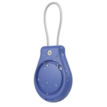 Imagem de Inesore Pacote com 1 porta-chaves IPX8 impermeável AirTag, capa de bloqueio de etiqueta de ar com cabo de arame compatível com Apple AirTags, porta-chaves ultra durável antiperda para bagagem, cão,