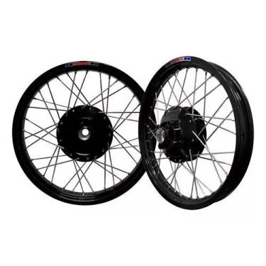 Imagem de Par Roda Alumínio Fabreck Cubo Preto Cg Fan 125 09/18 Tambor - Pro Tor