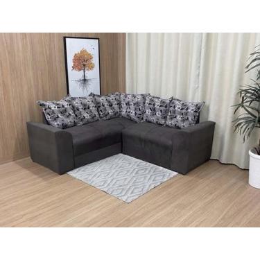 Imagem de Sofá de Canto 4 Lugares Belo em Suede - Veneza Estofados, Marrom Flora