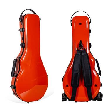 Imagem de Crossrock Capa de bandolim de fibra de vidro - Universal projetada para os estilos A e F, com compartimento para acessórios, alças de mochila, trava TSA - laranja (CRF2020MAFOR)