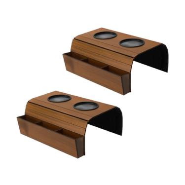 Imagem de Bandejas De Sofá Kit 2 Unidades Porta Controle + Porta Copos Cor Caramelo - BoxFan