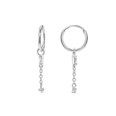 Imagem de FANSING Brincos de argola infinitos de aço cirúrgico 316L para mulheres prata/ouro/ouro rosa/preto 8 mm/10 mm/12 mm, 8mm, Aço inoxidável Zircônia cúbica, Sem pedra preciosa