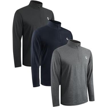 Imagem de JumGear-Life Pacote com 3 moletons masculinos de manga comprida com zíper e zíper de corrida atlética para academia de golfe secagem rápida, Conjunto um, M