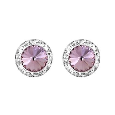 Imagem de Rosemarie & Jubalee Brincos femininos atemporais clássicos hipoalergênicos com pino traseiro feito com cristais Swarovski, 15 mm-20 mm, 20mm, Metal Vidro, Cristal