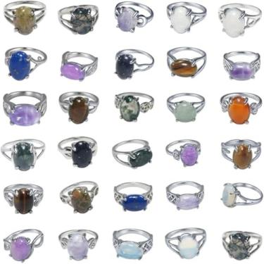 Imagem de RICHRAIN 30 peças de anéis de cristais de lote itens a granel atacado liquidação atacado para boutique revenda atacado joias anéis para mulheres Al Por Mayor, 30PCS Pack, Cristal, Cristal