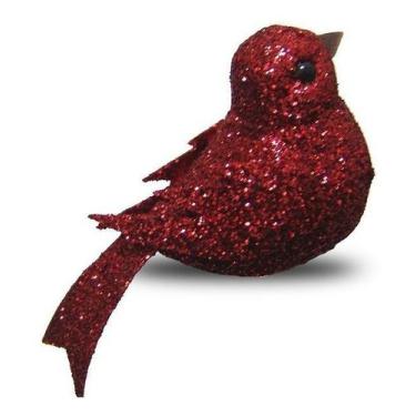 Imagem de 12 Passarinhos Glitter C/ Presilha 8cm Alta Qualidade - Fitas e Festas