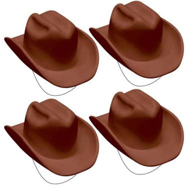 Imagem de 4 Chapéus de Boiadeiro Marrom para Carnaval Baile Fantasia Festa Junin