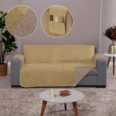 Imagem de Capa para Sofa Dupla Face 2+3+4 Lugares Caqui-Palha - Charme do Detalh